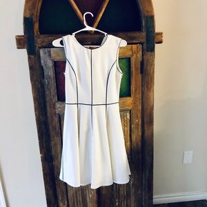 Calvin Klein Scuba White Dress with Black Stitch
